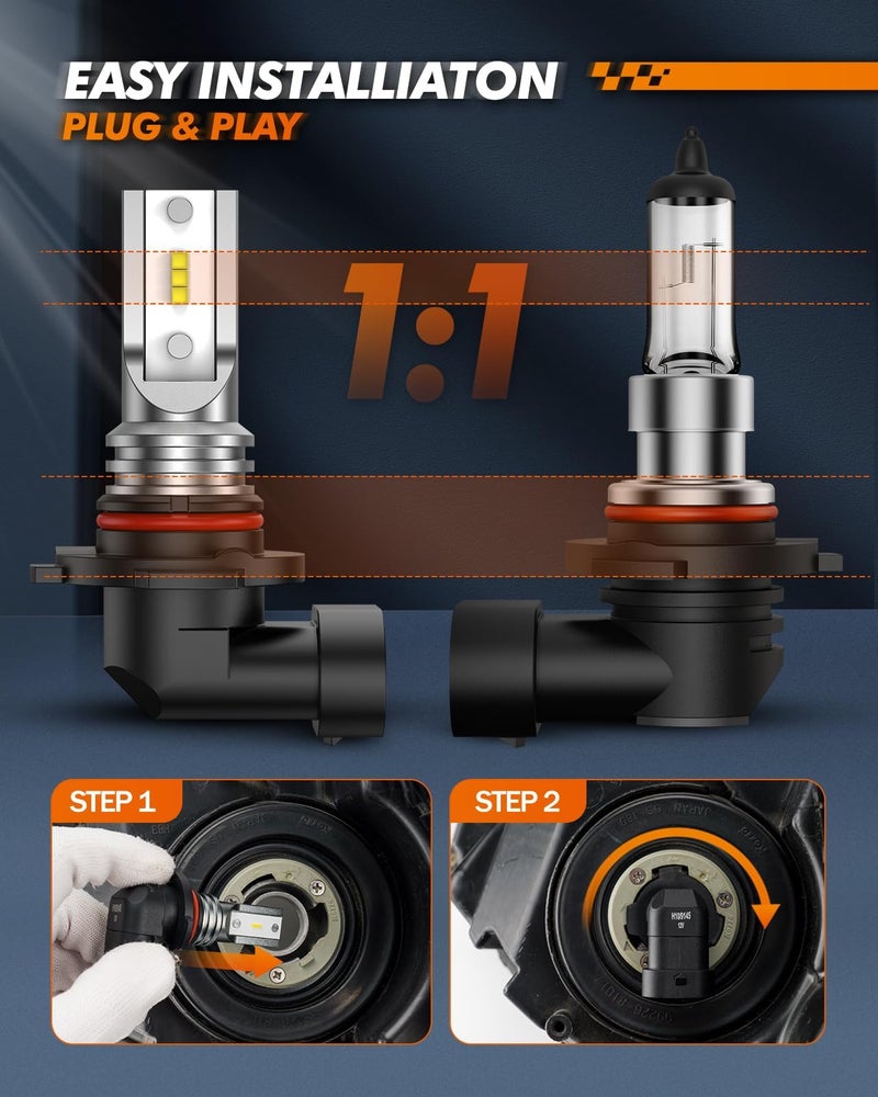 SEALIGHT 9145 H10 LED Fog Light Bulbs, 400% Brighter 6500K White 1:1 Mini Size H10 LED Fog Lights, Strong Penetration 9145 9140 Fog Light Bulb, Pack of 2 - Image 3